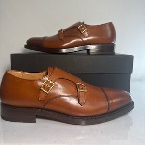 Sid Mashburn Size 9 Double Monk Strap Autumn Brown Calfskin NWT